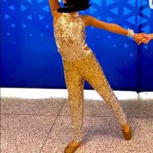 Glamour dance costume with custom Swarovski crystal embellishments - child med.